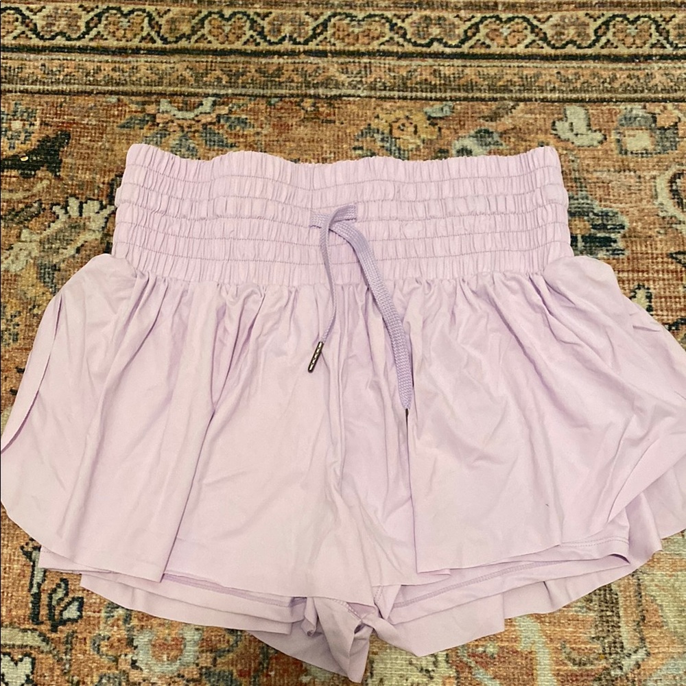 Purple Athletic Shorts with Elastic Waistband and Drawstring